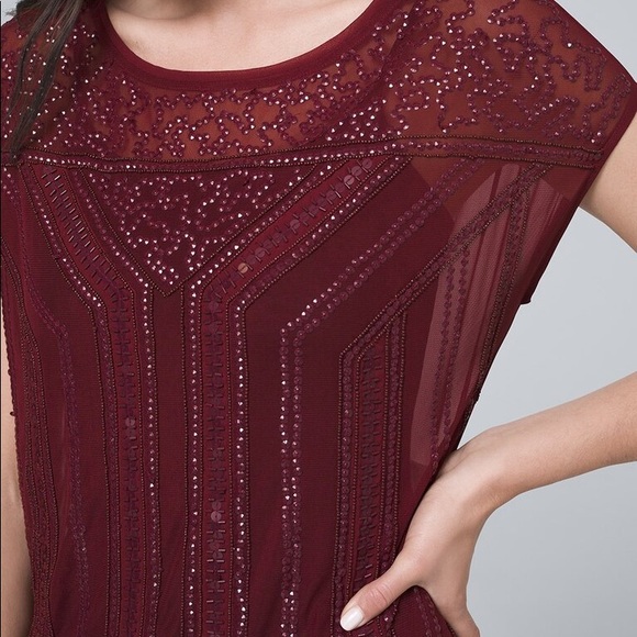 WHBM • Madder Red • embellished top Sz S - Picture 2 of 10